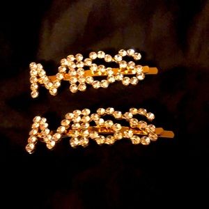 HAIR PINS Blinged MISS Gold Hair Pins